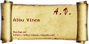 Albu Vince névjegykártya